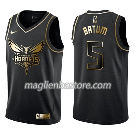 Maglia NBA Charlotte Hornets Nicolas Batum 5 Nike Nero Golden Edition Swingman - Uomo